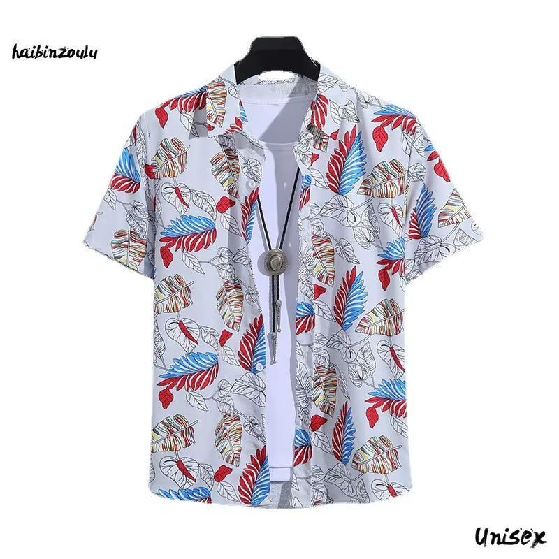 Men'S Summer Short Sleeve Printed Shirt Thin Beach Shirt Men'S Clothing Polo Top Shirts for Men Hawaiian Shirt