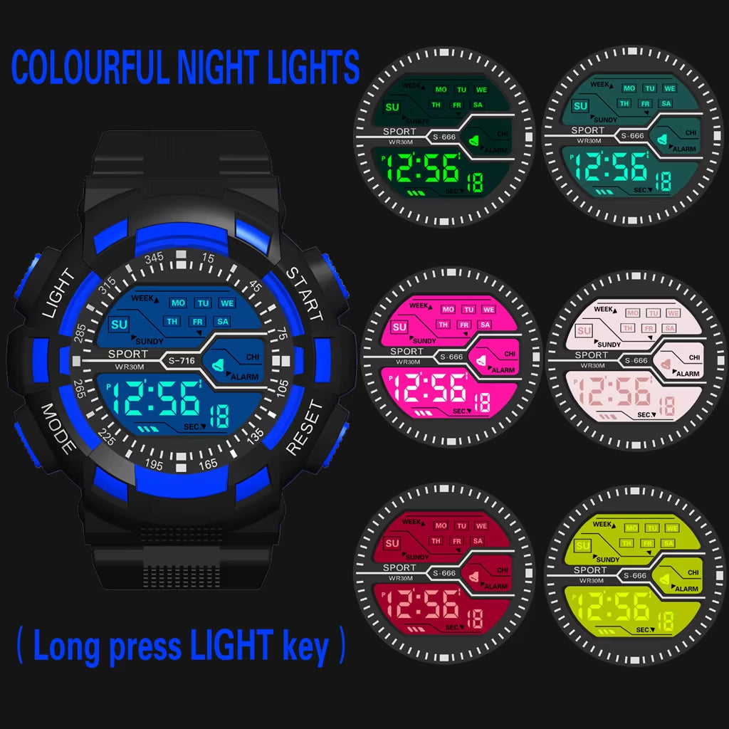 Multifunction Men'S Sports Watch Led Digital Watch Big Dial Luminous Men Sport Watch Luminous Electronic Watch