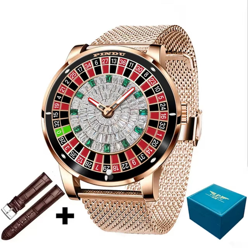 INDU Roulette Series Watch Men'S oker Fully Automatic Mechanical Watch Luminous Trendy Men'S Watch Large Dial Watch