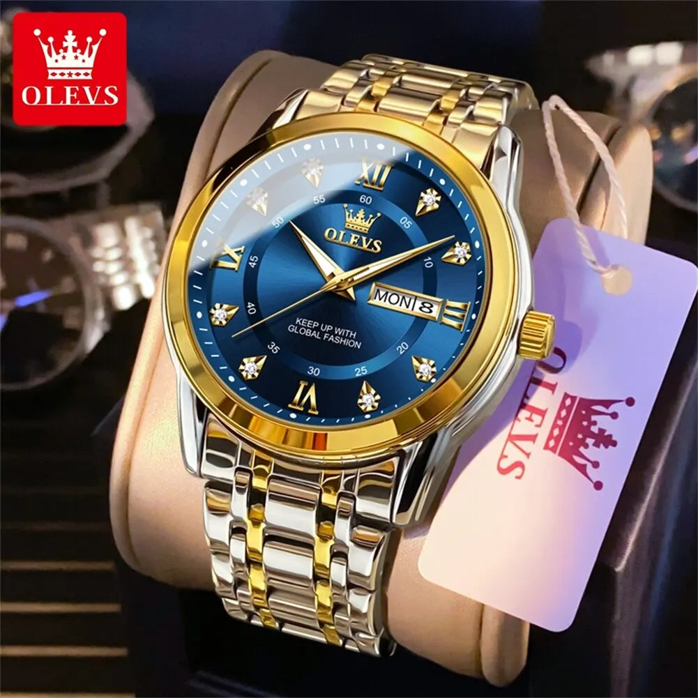 Quartz Watch for Men Luxury Diamonds Gold Watch Waterproof Luminous Stainless Steel Business Men'S Quartz Watch Mens Watch