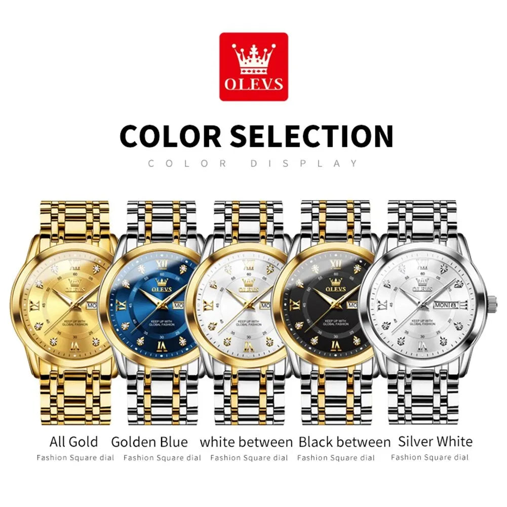 Quartz Watch for Men Luxury Diamonds Gold Watch Waterproof Luminous Stainless Steel Business Men'S Quartz Watch Mens Watch