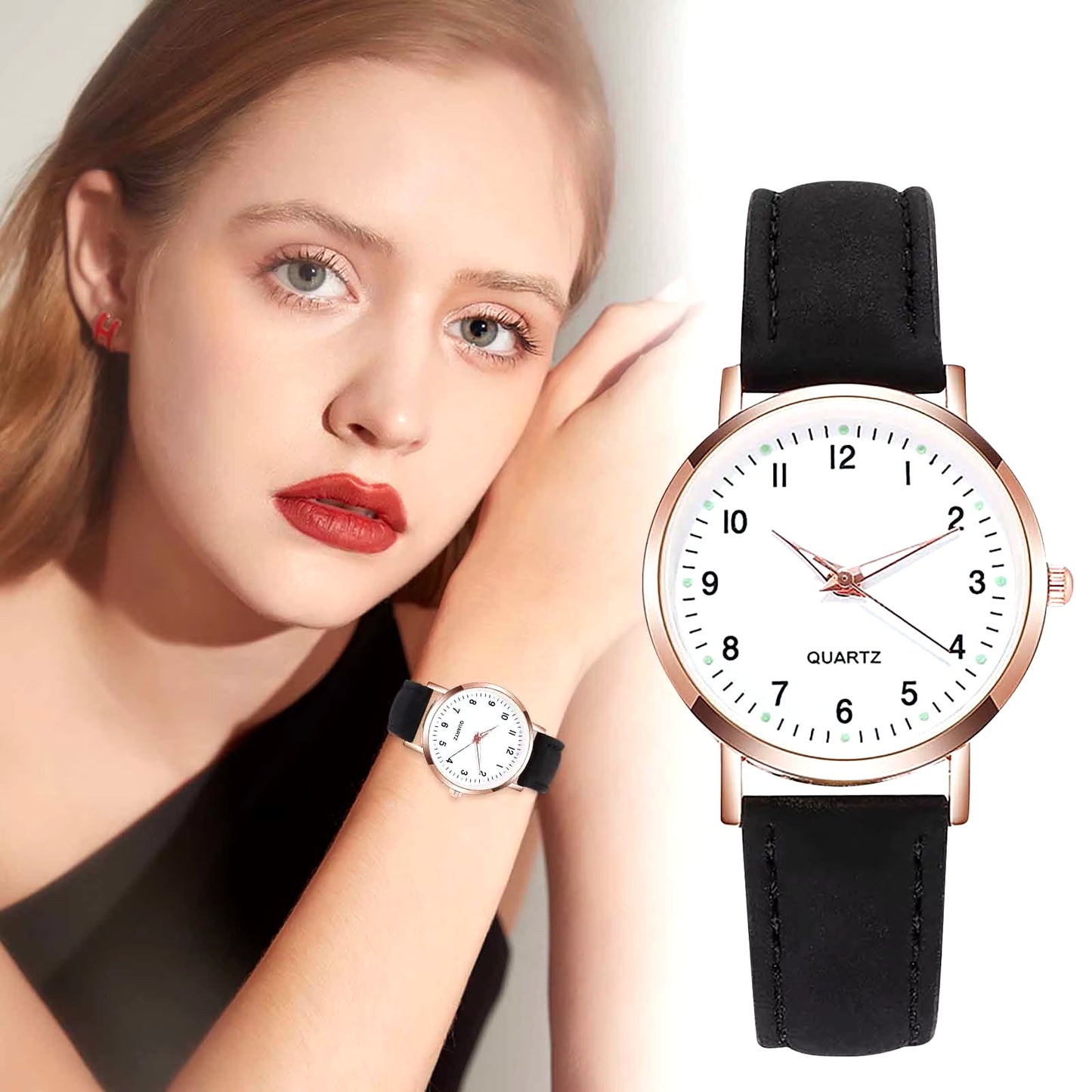 Ladies Luminous Quartz Watch, Digital Leather Watch Ladies Quartz Watch