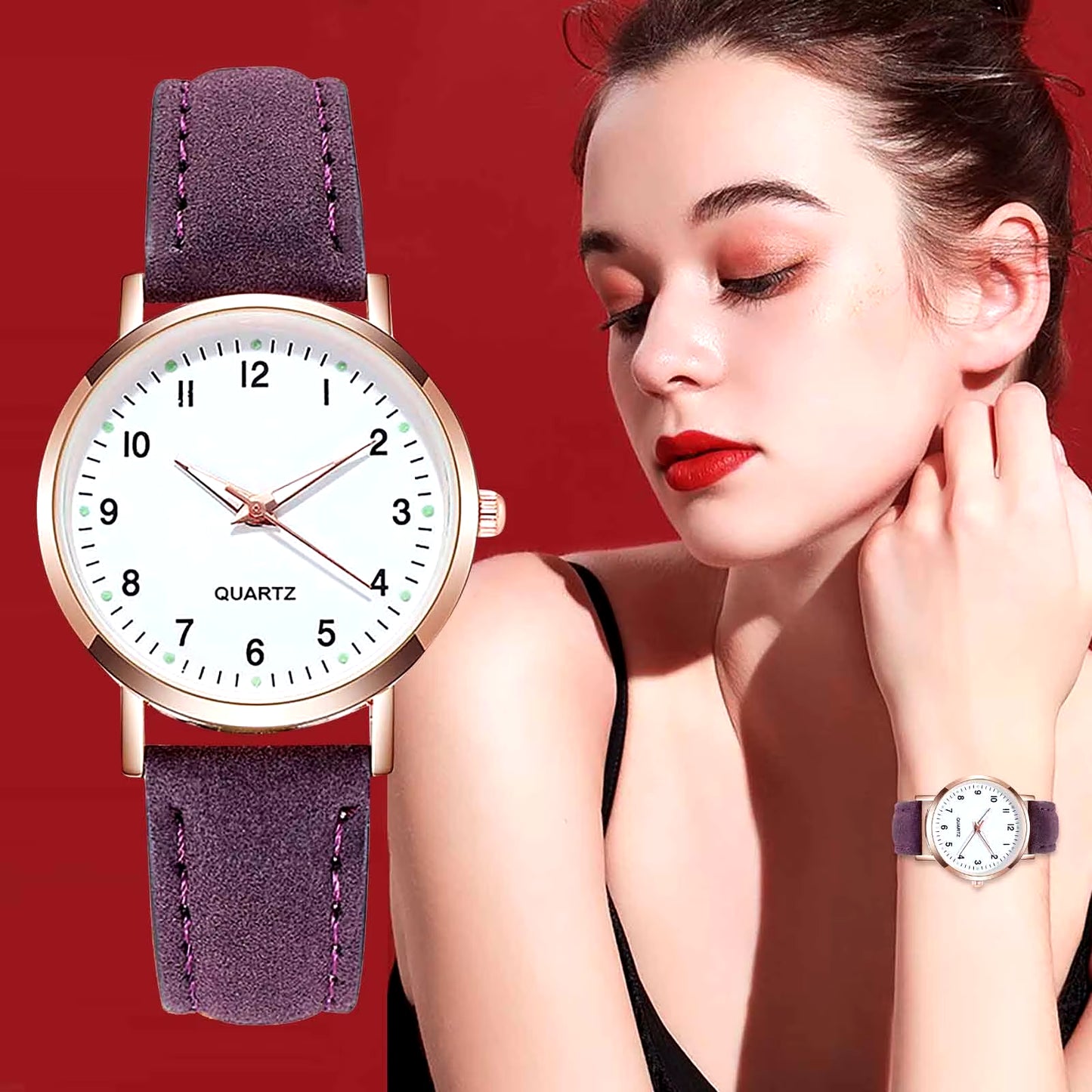 Ladies Luminous Quartz Watch, Digital Leather Watch Ladies Quartz Watch