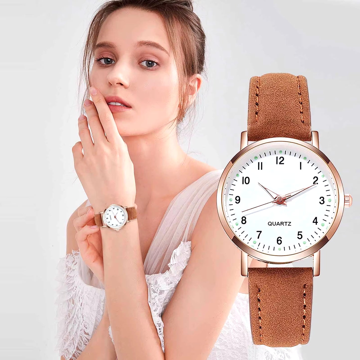 Ladies Luminous Quartz Watch, Digital Leather Watch Ladies Quartz Watch