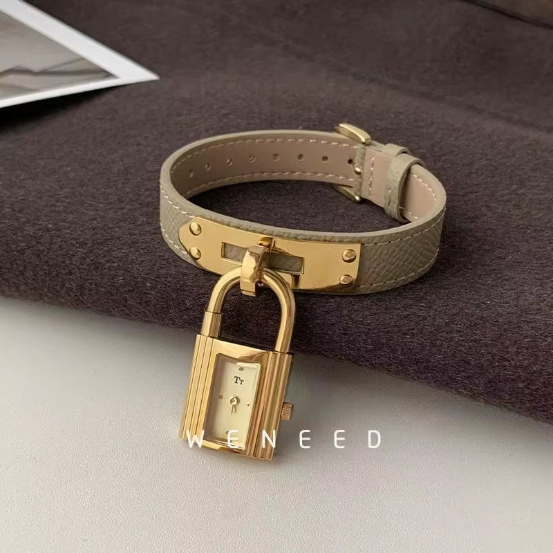 M Handmade Stainless Steel New Women'S Watch Chain Watch Genuine Leather Vintage Quartz Watch Fashion Small Gold Watch