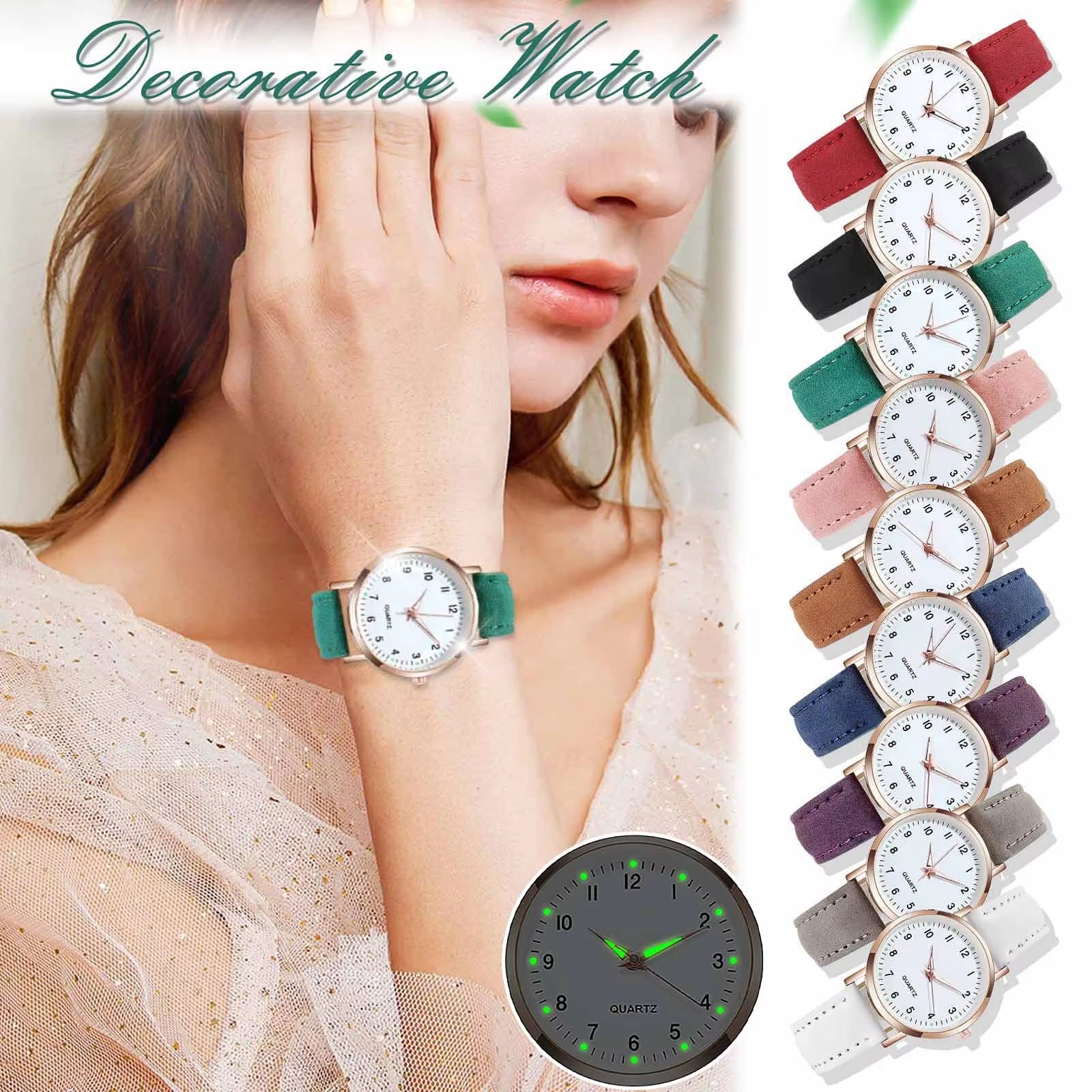 Ladies Luminous Quartz Watch, Digital Leather Watch Ladies Quartz Watch