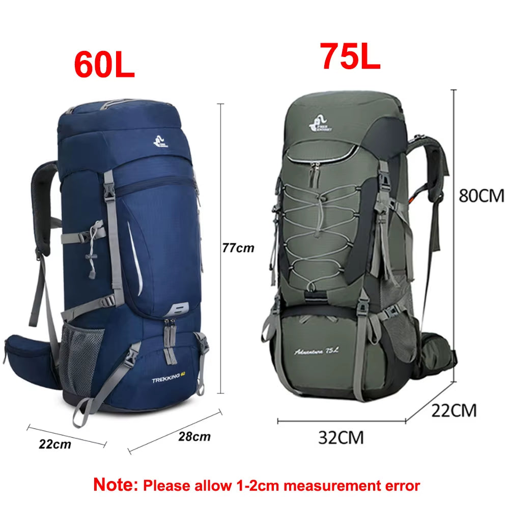 60L 75L Camping Backpack Travel Sport Bag with Rain Cover Climbing Mountaineering Trekking Outdoor Rucksack Hiking Bag XA205A