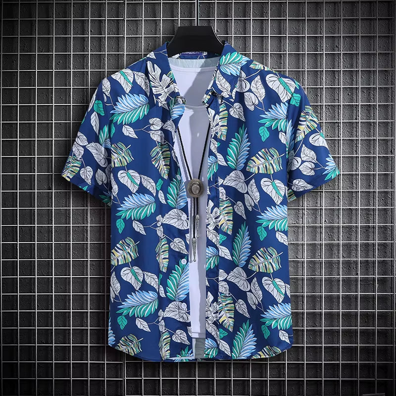 Men'S Summer Short Sleeve Printed Shirt Thin Beach Shirt Men'S Clothing Polo Top Shirts for Men Hawaiian Shirt