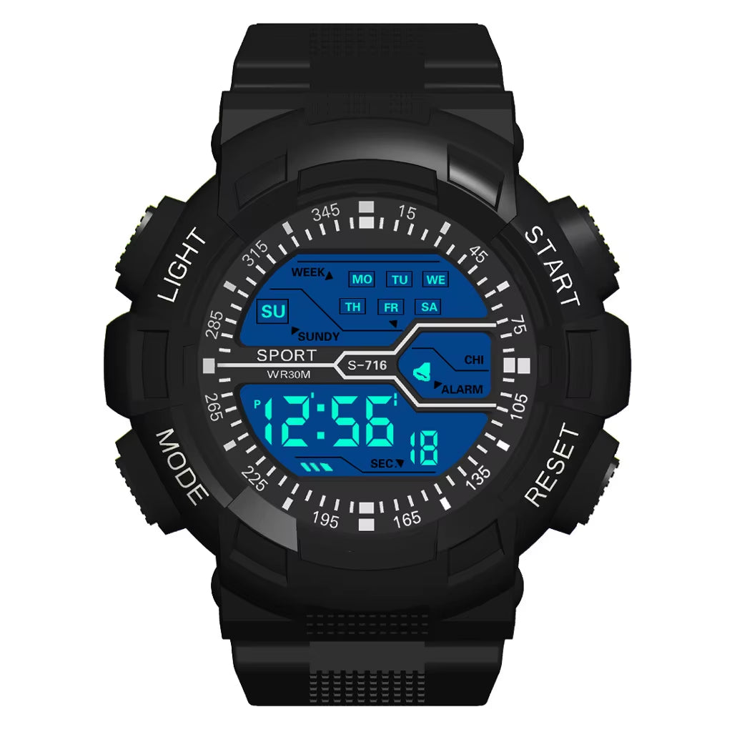 Multifunction Men'S Sports Watch Led Digital Watch Big Dial Luminous Men Sport Watch Luminous Electronic Watch