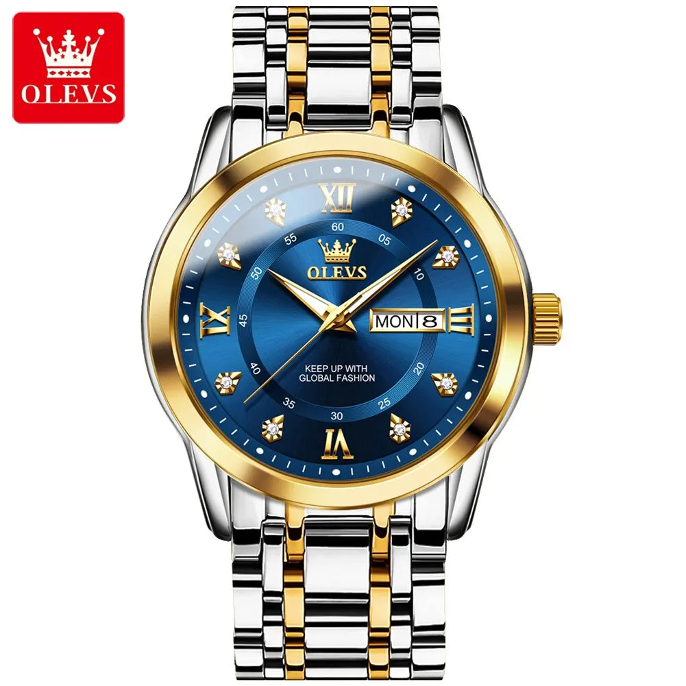 Quartz Watch for Men Luxury Diamonds Gold Watch Waterproof Luminous Stainless Steel Business Men'S Quartz Watch Mens Watch