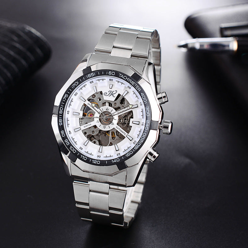 Mens Watch Mens Mechanical Watch Steel Band Fashion Watch High-End Hollow Mechanical Watch