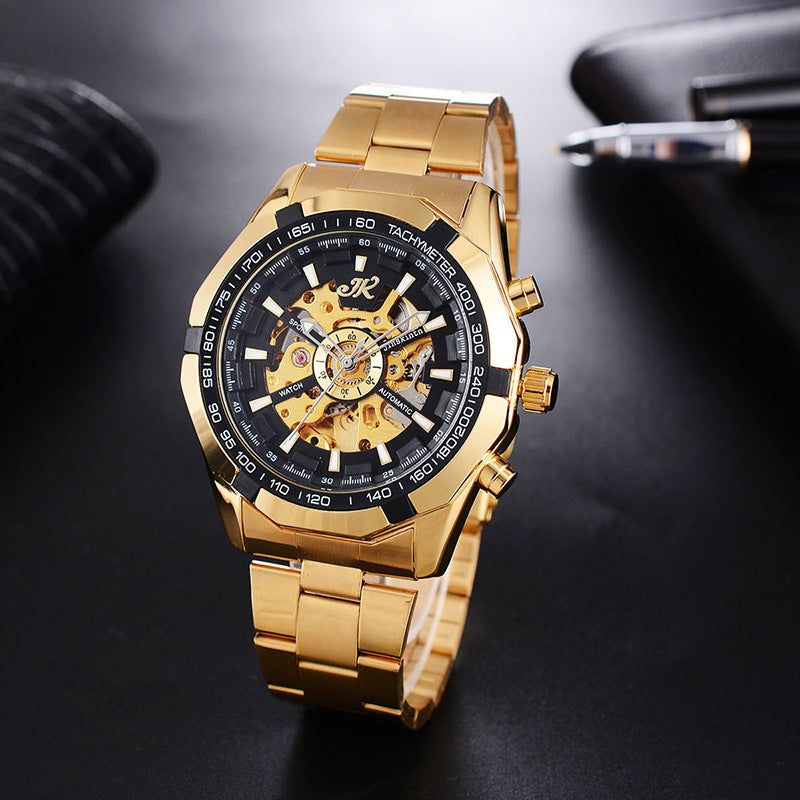 Mens Watch Mens Mechanical Watch Steel Band Fashion Watch High-End Hollow Mechanical Watch