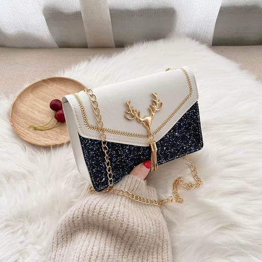 Sequins, Cross-Shoulder, Women'S Bags, Tassels, Small Square Bags, Trendy Women'S Bags, Fawn Decoration Bags Handbag Purses