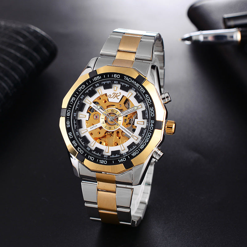 Mens Watch Mens Mechanical Watch Steel Band Fashion Watch High-End Hollow Mechanical Watch