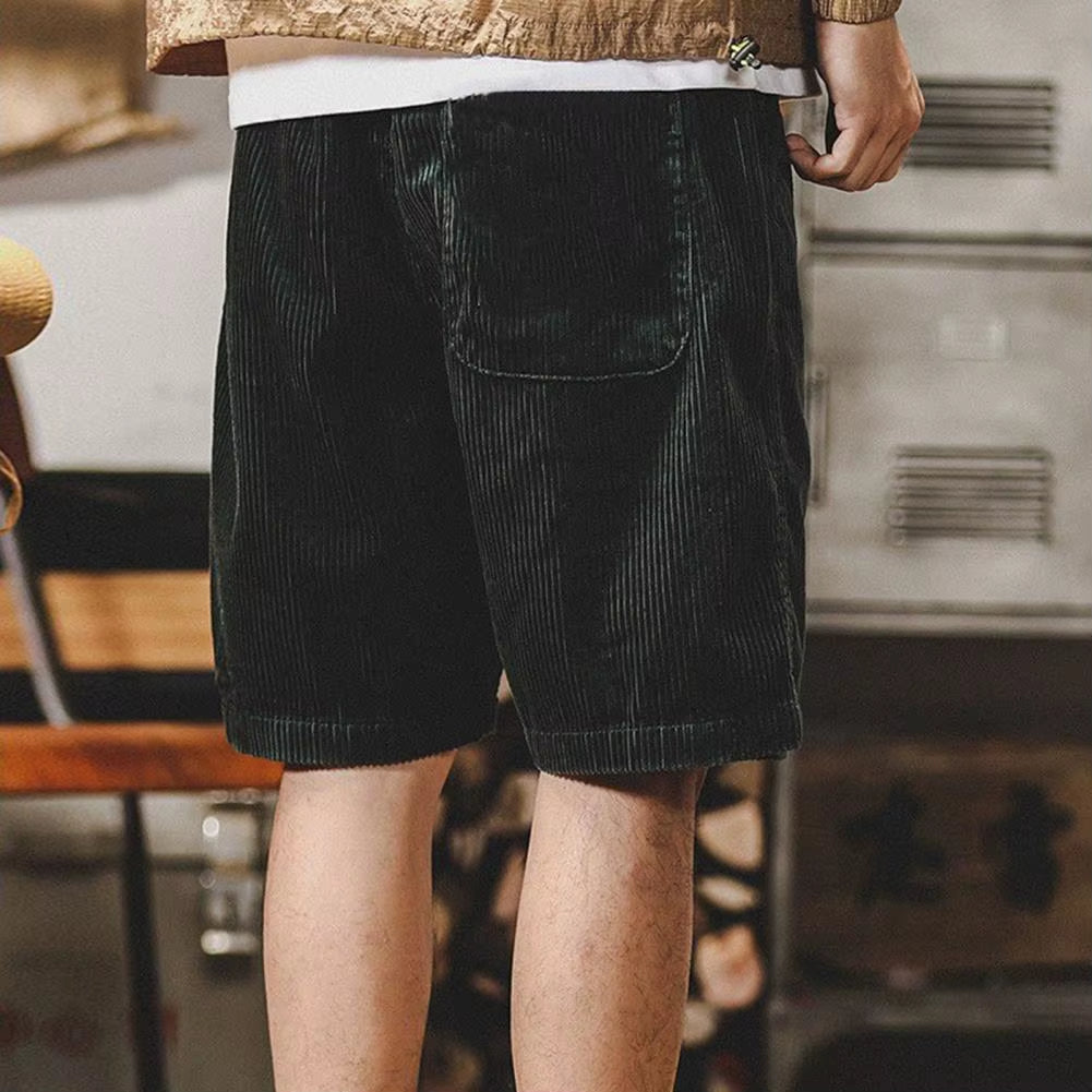 Comfortable Three-Quarter Pants Stylish Men'S Elastic Waist Corduroy Beach Shorts with Pockets Adjustable Drawstring for Summer