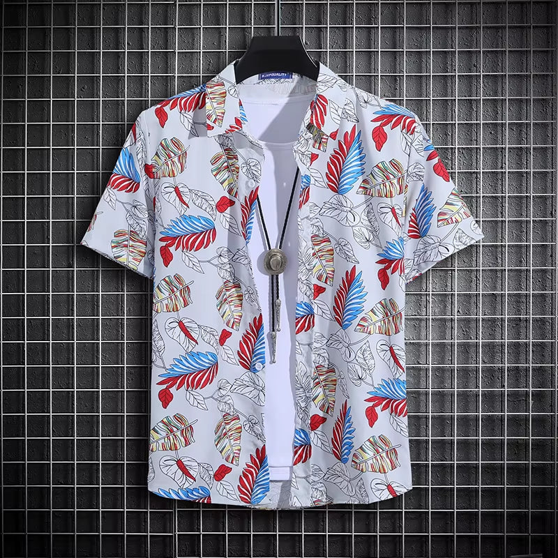 Men'S Summer Short Sleeve Printed Shirt Thin Beach Shirt Men'S Clothing Polo Top Shirts for Men Hawaiian Shirt