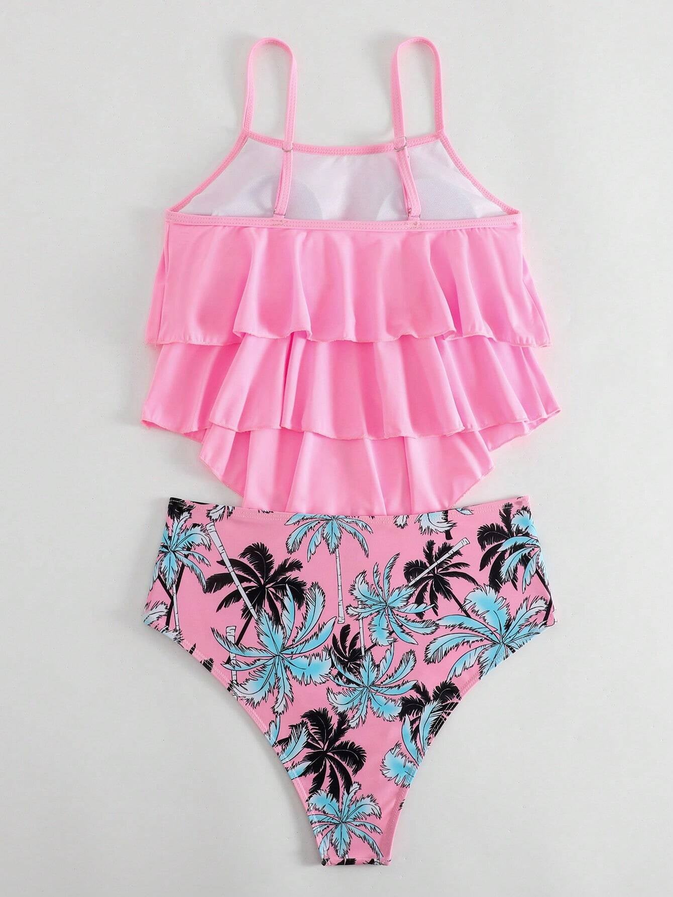 Swim Lushoire Summer Beach Tropical Print Hanky Hem Tankini