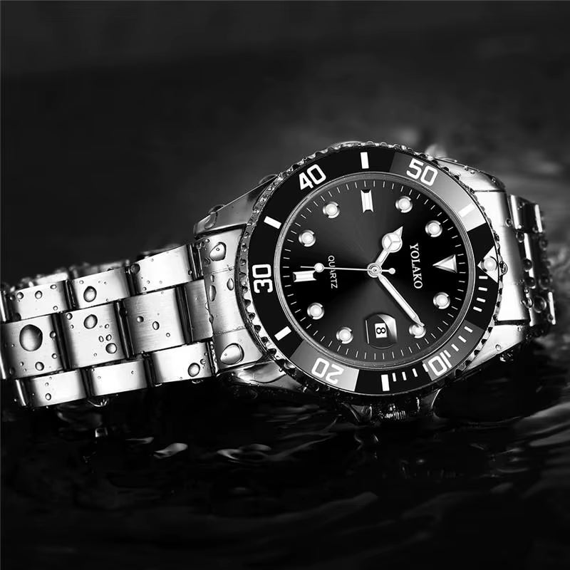 Men'S Watch Luxury Quartz Watch Business Watch Blue Dial Date Watch Men Stainless Steel Band Fashion Male Wrist Watch Clock