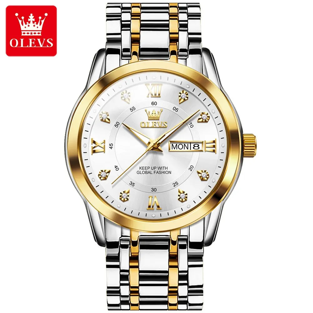 Quartz Watch for Men Luxury Diamonds Gold Watch Waterproof Luminous Stainless Steel Business Men'S Quartz Watch Mens Watch