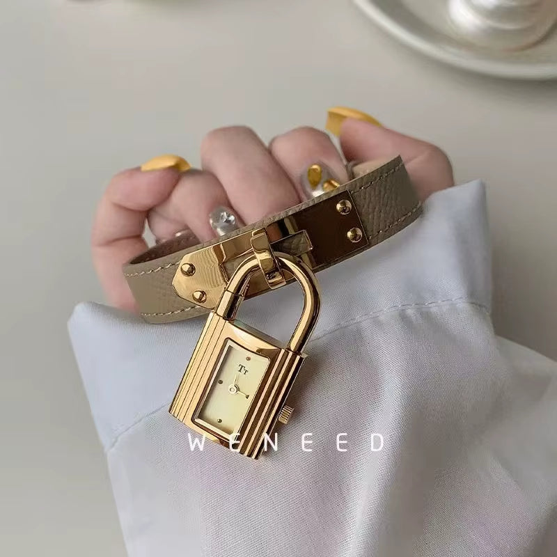 M Handmade Stainless Steel New Women'S Watch Chain Watch Genuine Leather Vintage Quartz Watch Fashion Small Gold Watch