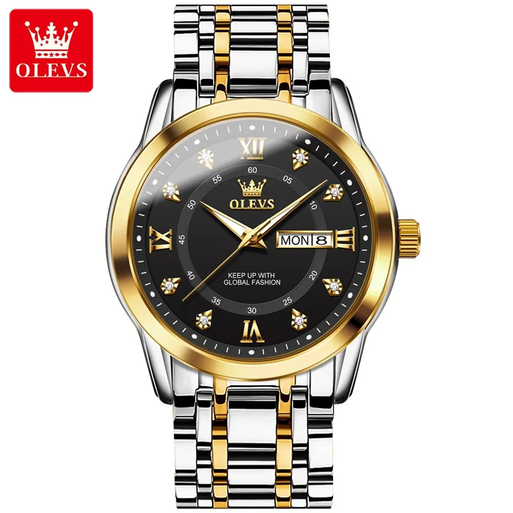 Quartz Watch for Men Luxury Diamonds Gold Watch Waterproof Luminous Stainless Steel Business Men'S Quartz Watch Mens Watch