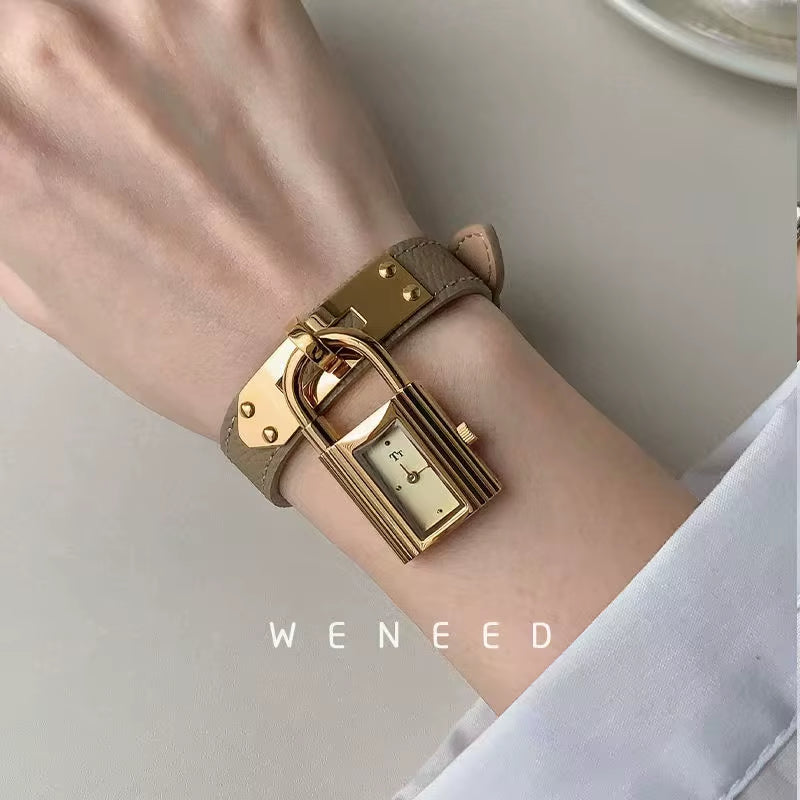 M Handmade Stainless Steel New Women'S Watch Chain Watch Genuine Leather Vintage Quartz Watch Fashion Small Gold Watch