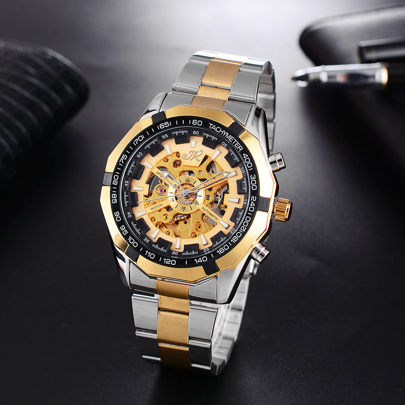 Mens Watch Mens Mechanical Watch Steel Band Fashion Watch High-End Hollow Mechanical Watch