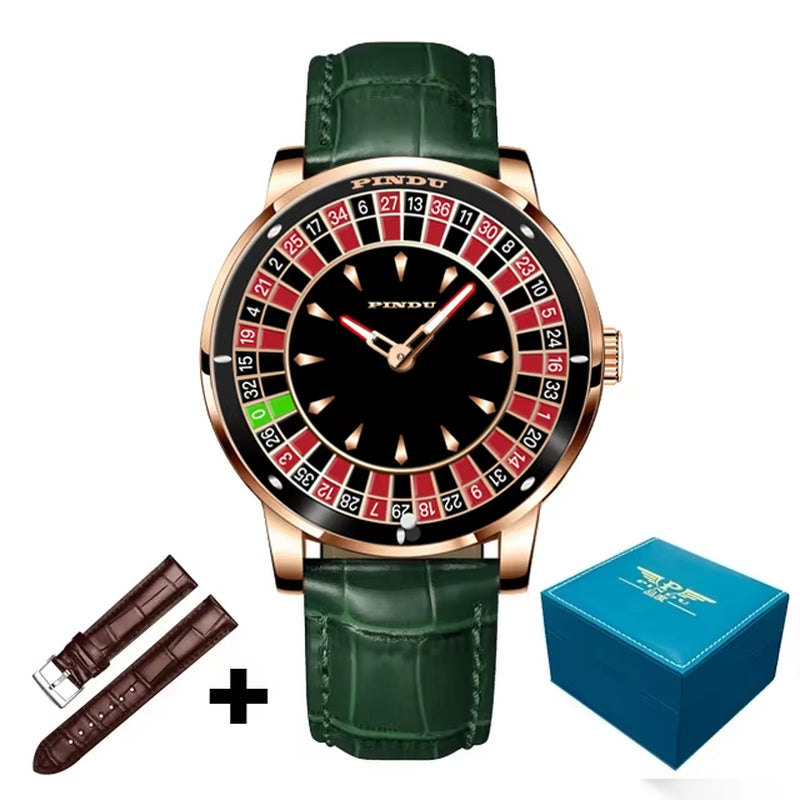 INDU Roulette Series Watch Men'S oker Fully Automatic Mechanical Watch Luminous Trendy Men'S Watch Large Dial Watch