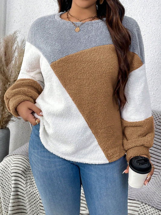 LUNE plus Color Block Casual Sweatshirt for Spring and Autumn Fall Women Clothes