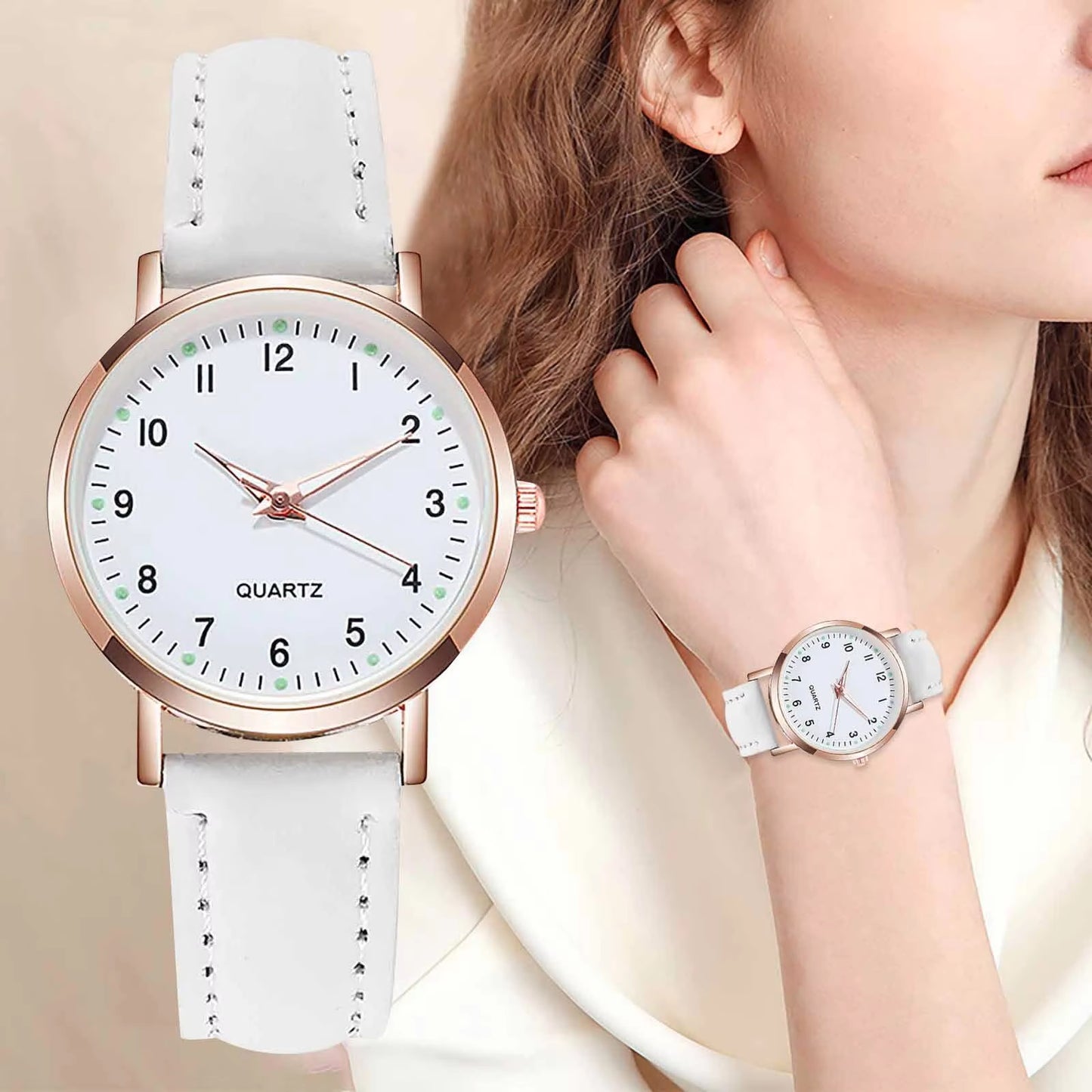 Ladies Luminous Quartz Watch, Digital Leather Watch Ladies Quartz Watch