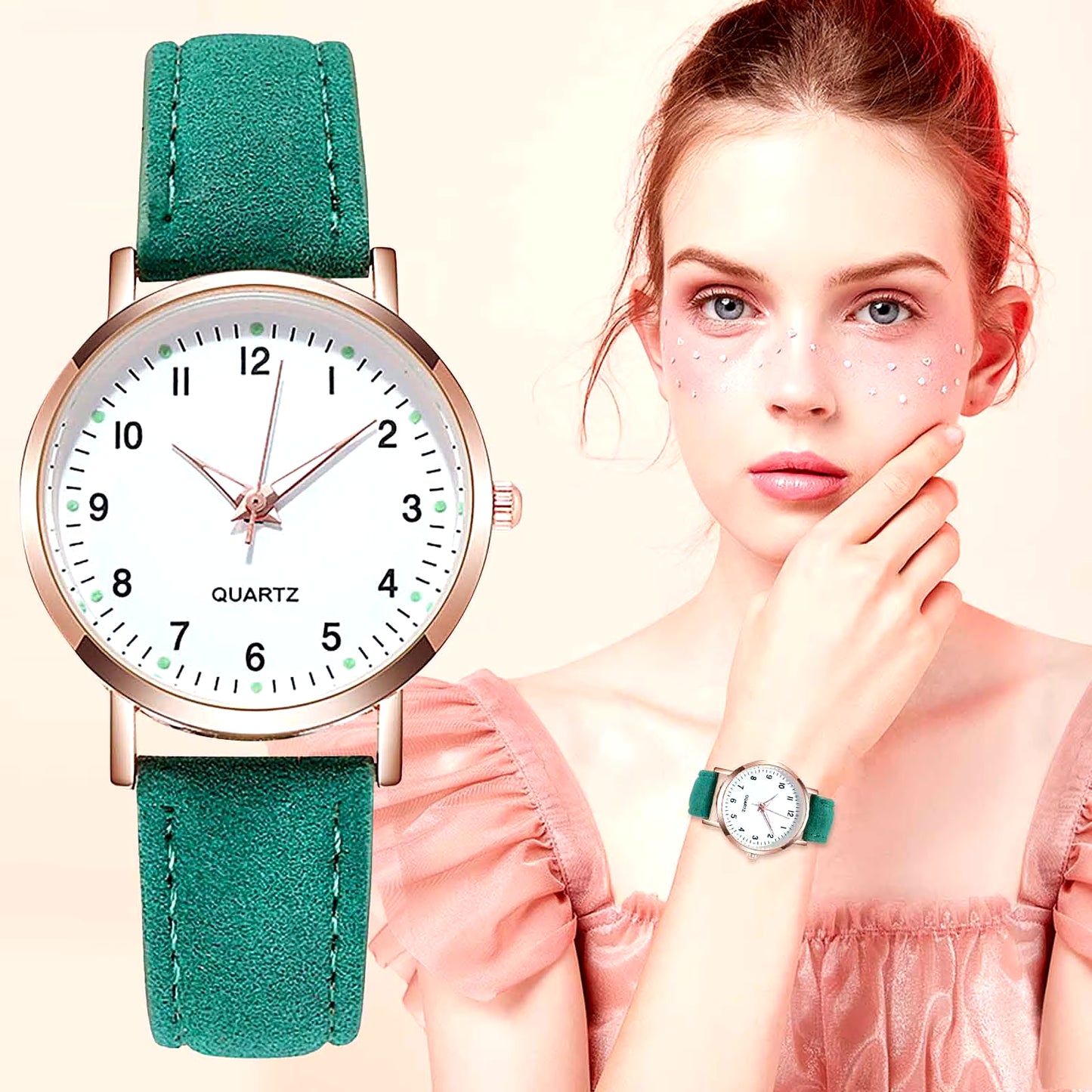 Ladies Luminous Quartz Watch, Digital Leather Watch Ladies Quartz Watch