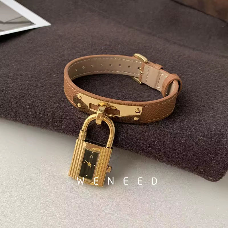 M Handmade Stainless Steel New Women'S Watch Chain Watch Genuine Leather Vintage Quartz Watch Fashion Small Gold Watch