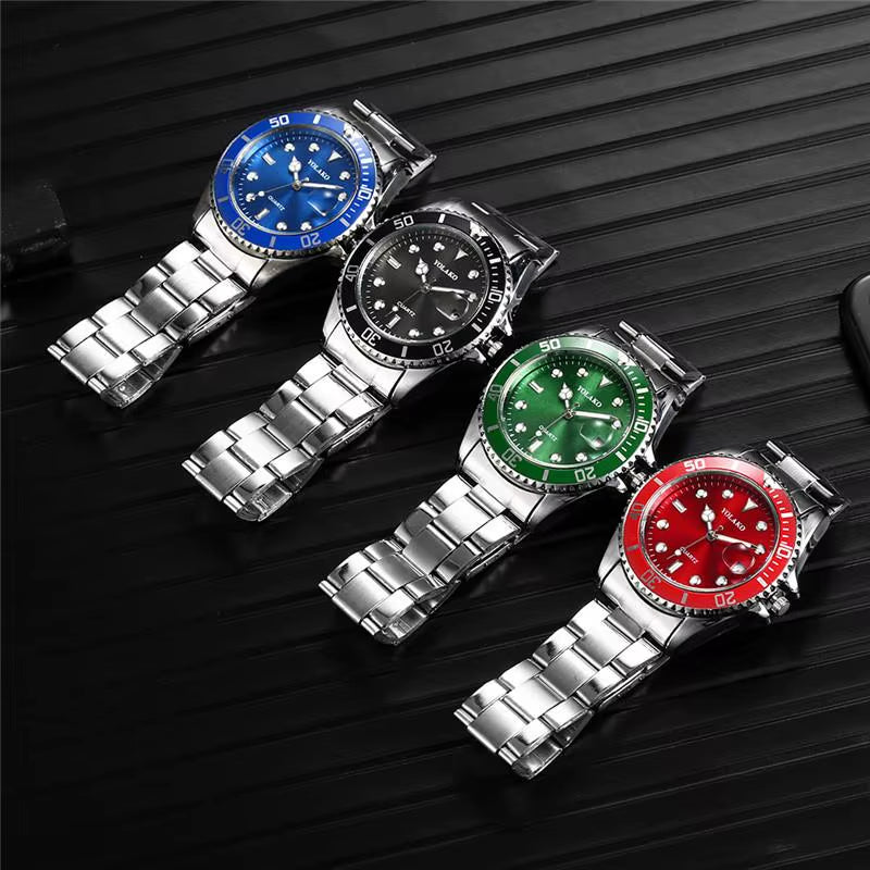 Men'S Watch Luxury Quartz Watch Business Watch Blue Dial Date Watch Men Stainless Steel Band Fashion Male Wrist Watch Clock