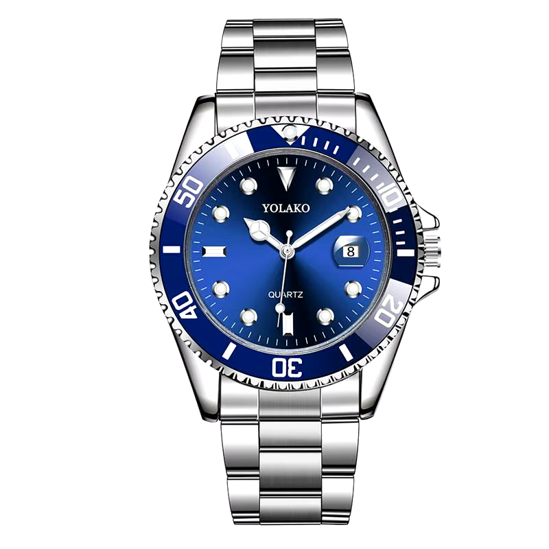 Men'S Watch Luxury Quartz Watch Business Watch Blue Dial Date Watch Men Stainless Steel Band Fashion Male Wrist Watch Clock