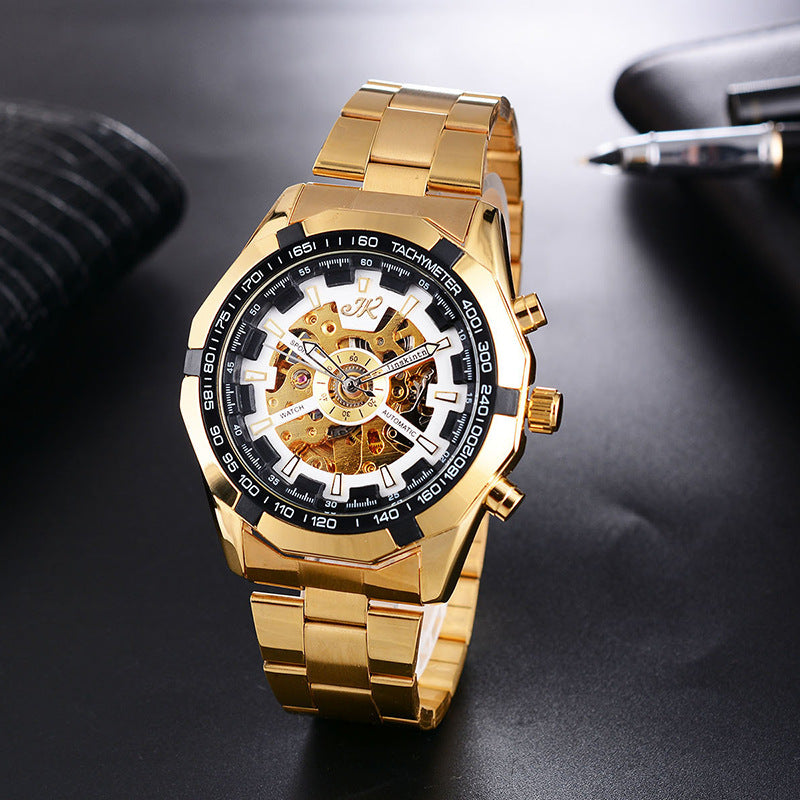 Mens Watch Mens Mechanical Watch Steel Band Fashion Watch High-End Hollow Mechanical Watch