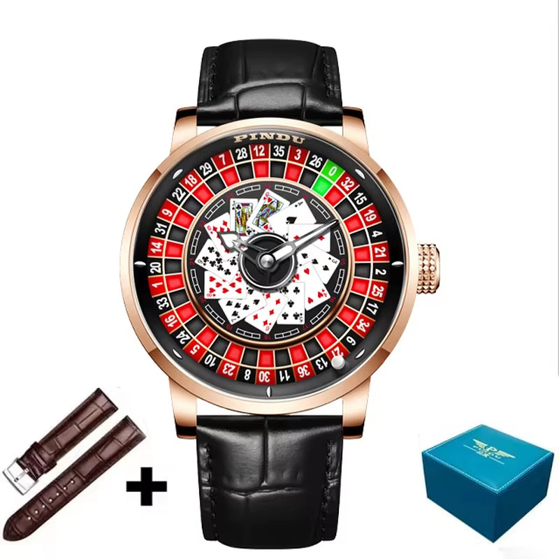 INDU Roulette Series Watch Men'S oker Fully Automatic Mechanical Watch Luminous Trendy Men'S Watch Large Dial Watch